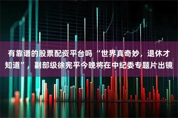 有靠谱的股票配资平台吗 “世界真奇妙，退休才知道”，副部级徐宪平今晚将在中纪委专题片出镜